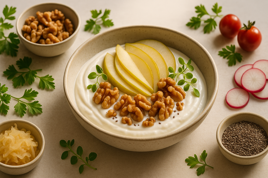 Pear, Walnut & Yogurt Breakfast Bowl