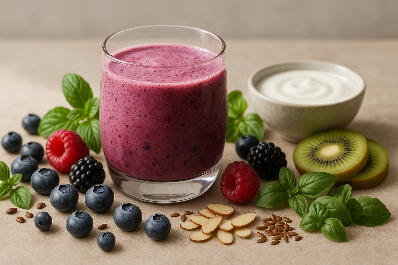 Frullato di kefir ai frutti di bosco per la colazione