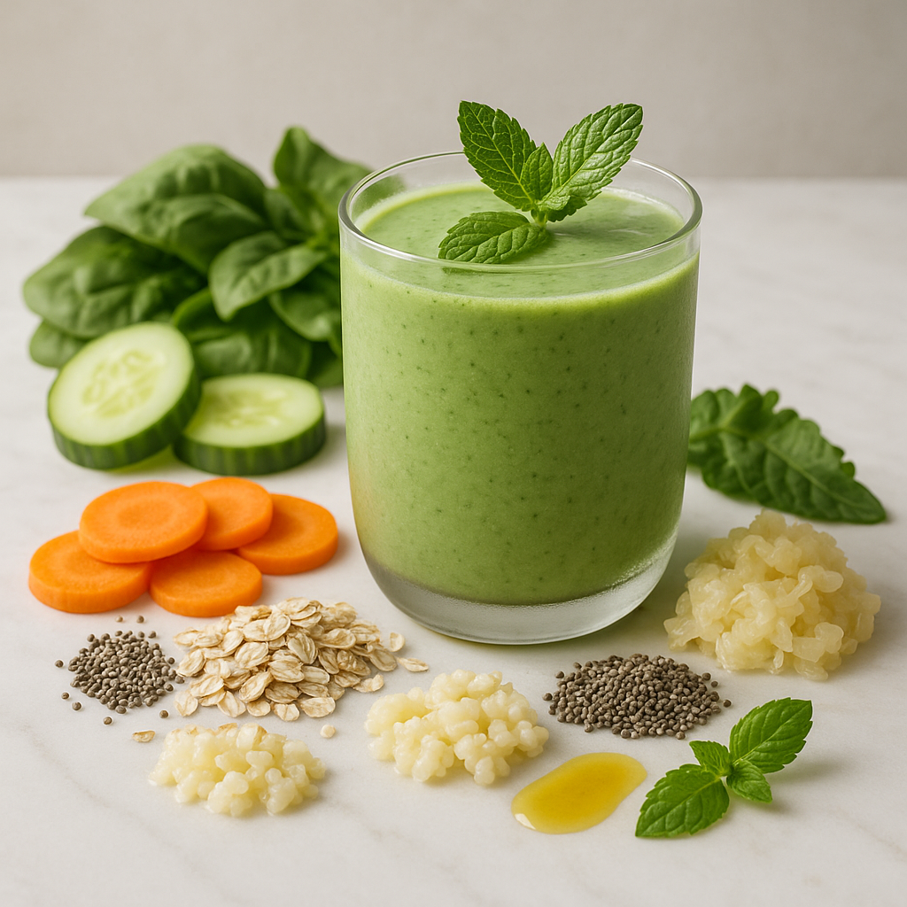 Smoothie vert favorable à l'intestin avec du kéfir