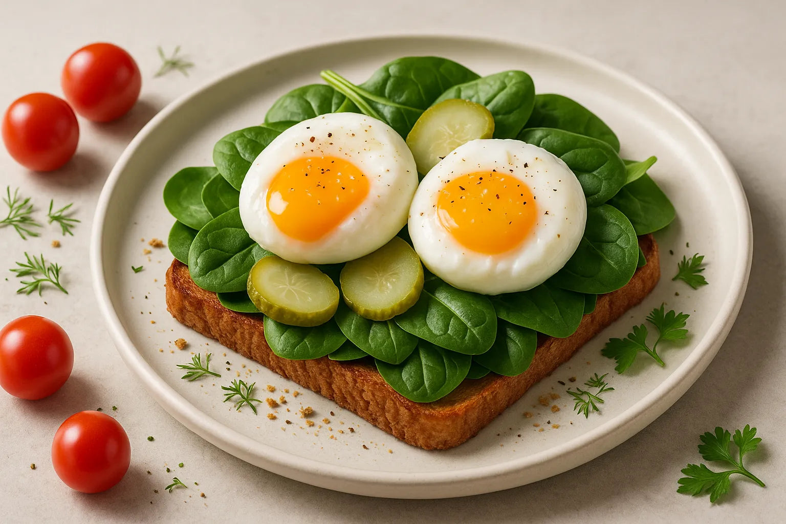 Egg, Spinach & Fermented Pickle Toast