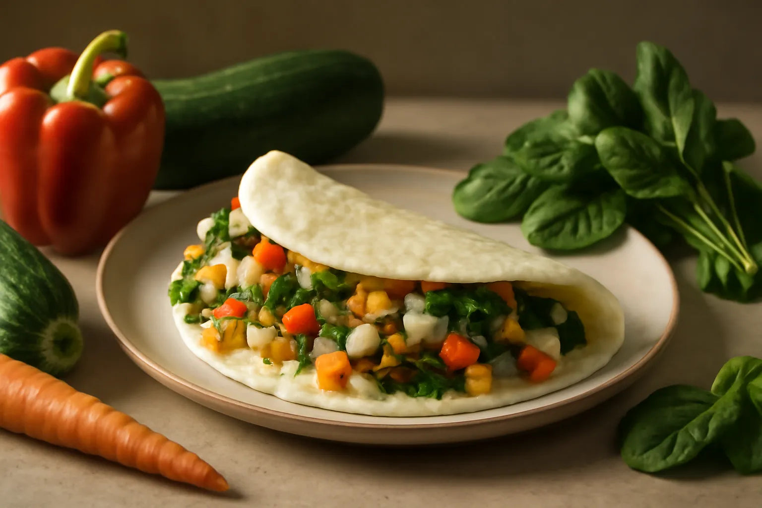 "Eiwit tortilla met groenten"