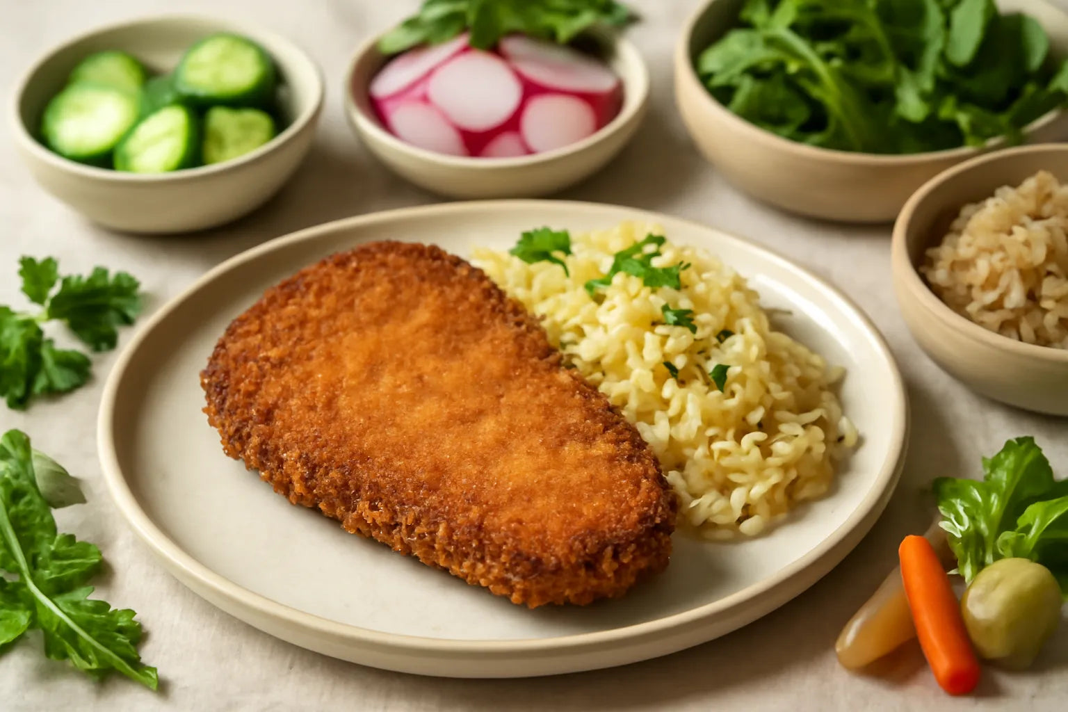 Eggplant schnitzel with sauerkraut