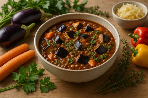 Eggplant stew with lentils