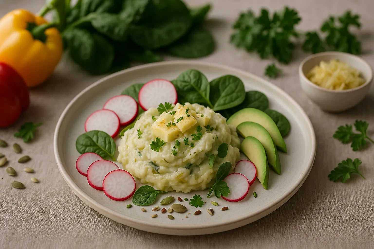 Endive mash with low-fat cheese