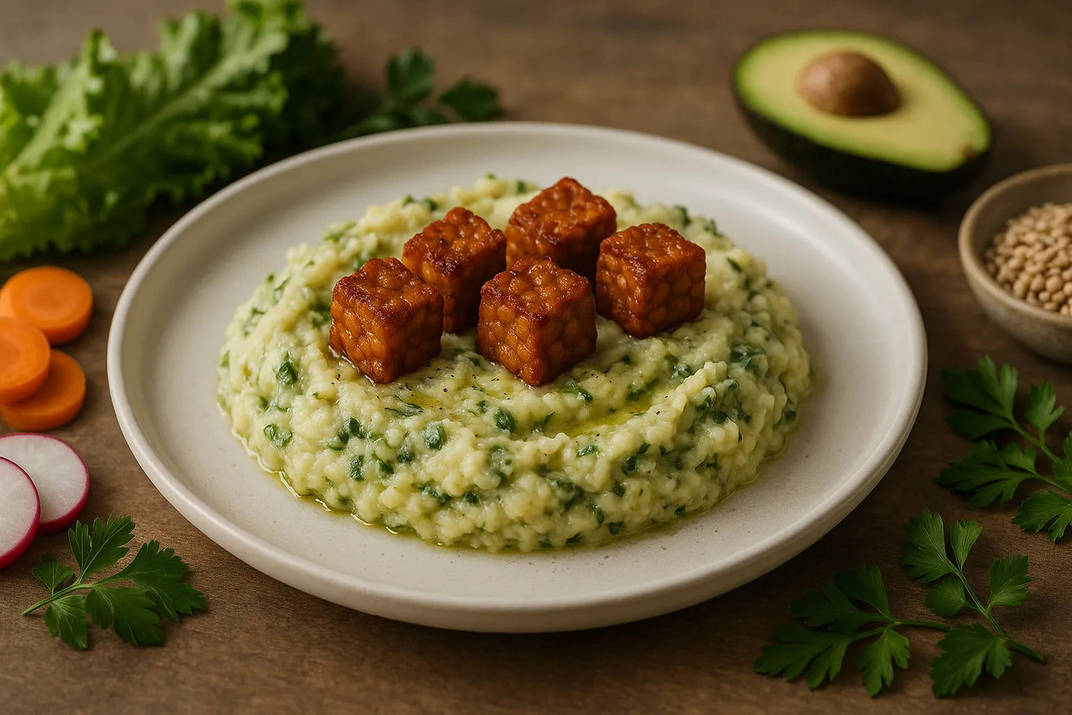 Endive mash with tempeh