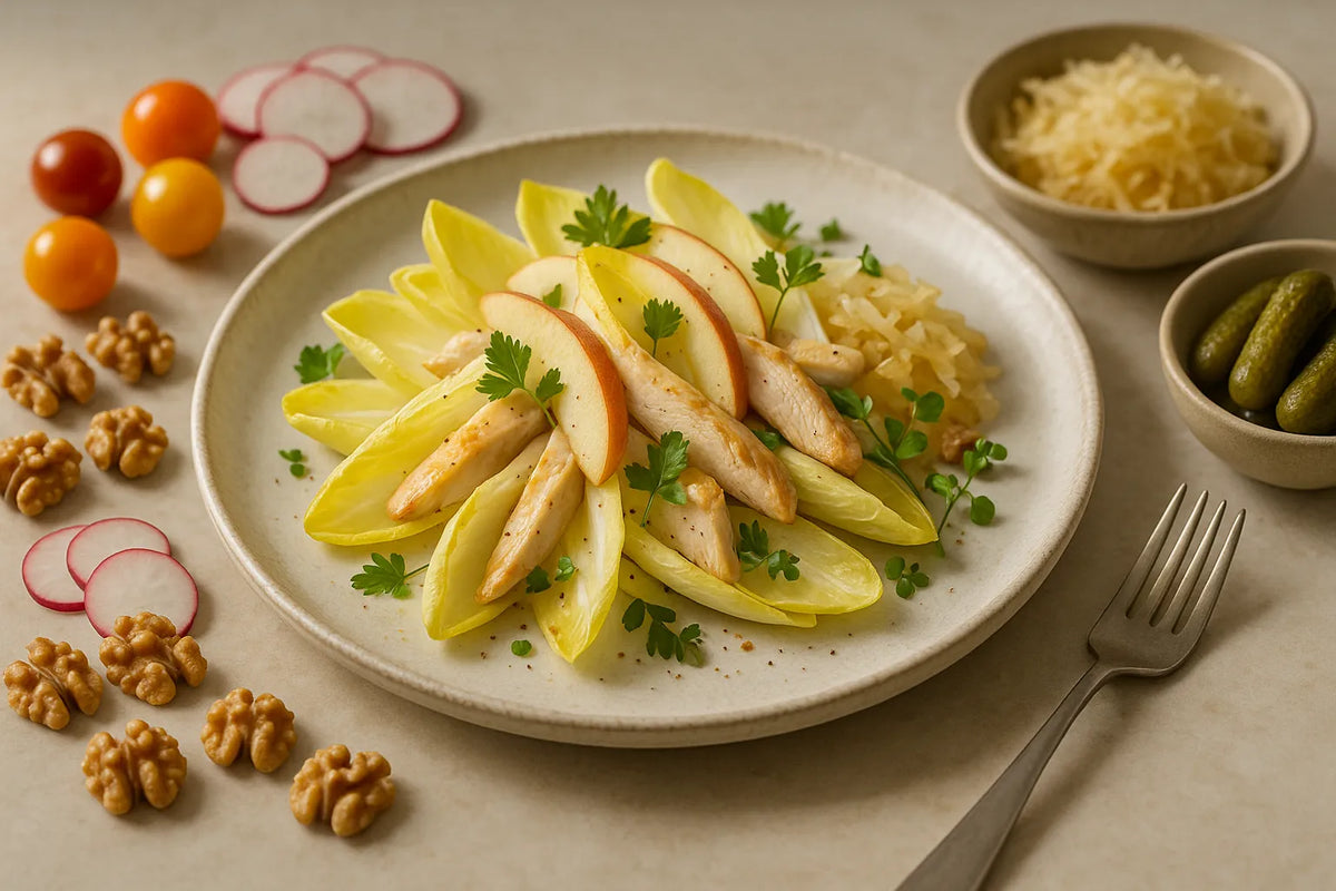 Endive salad with apple and chicken