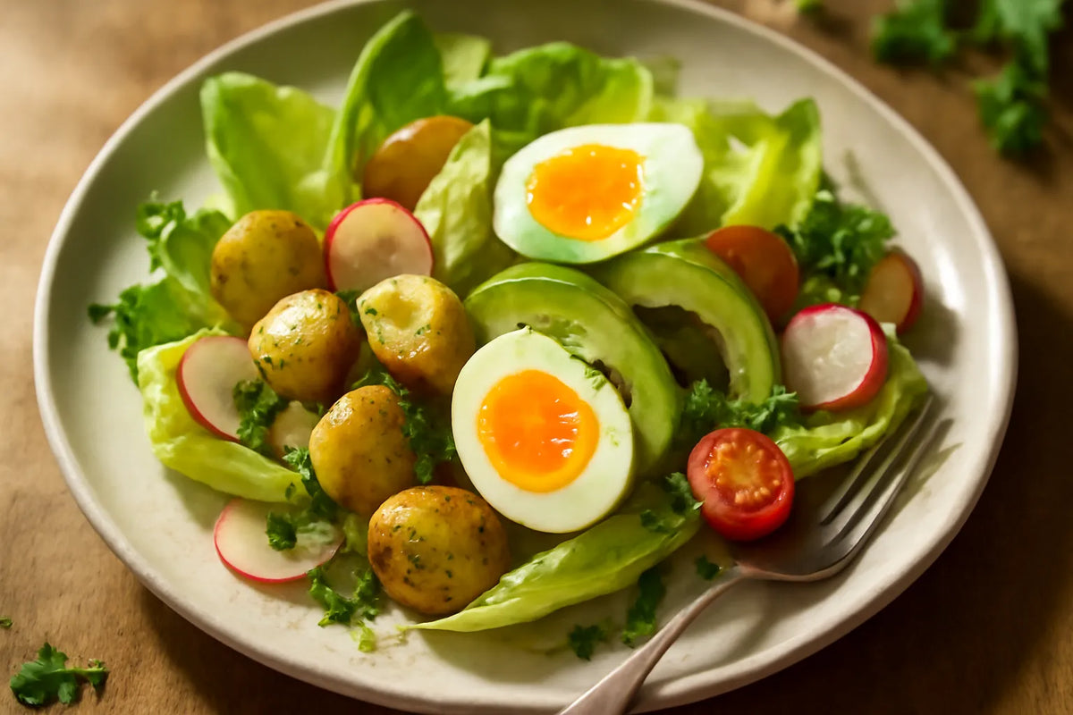 Endive salad with potatoes and egg