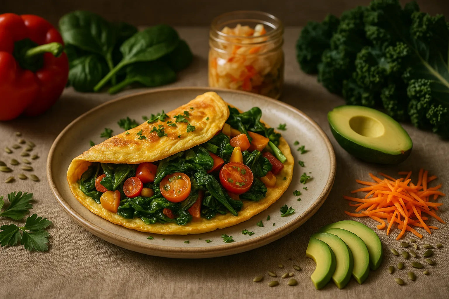 Farmer’s omelet with extra vegetables