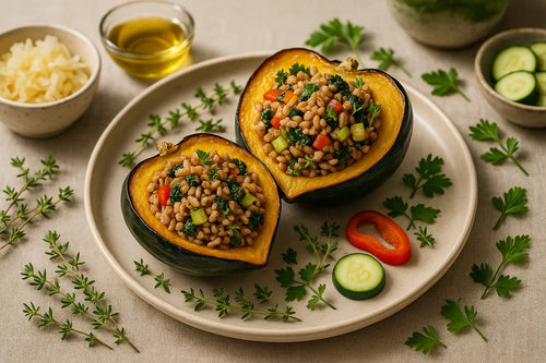 Zucca a noce ripiena di farro