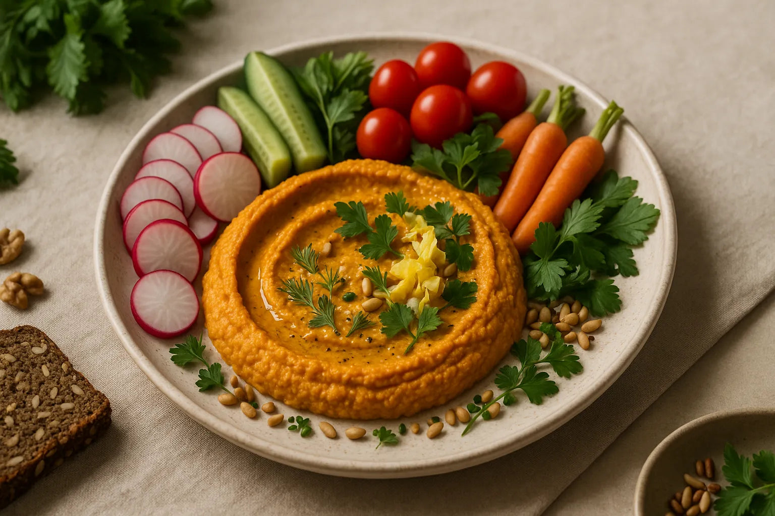 Fermented Carrot Hummus Plate