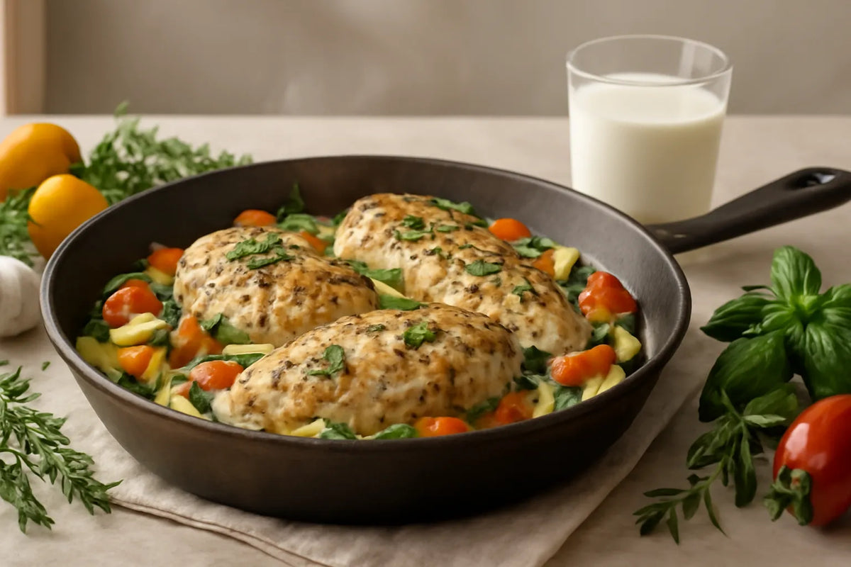 Fermentierte Kefir-Kräuter-Hähnchenpfanne