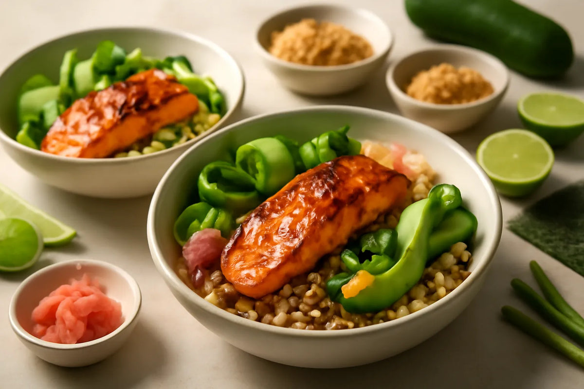 Bol de salmón con miso fermentado