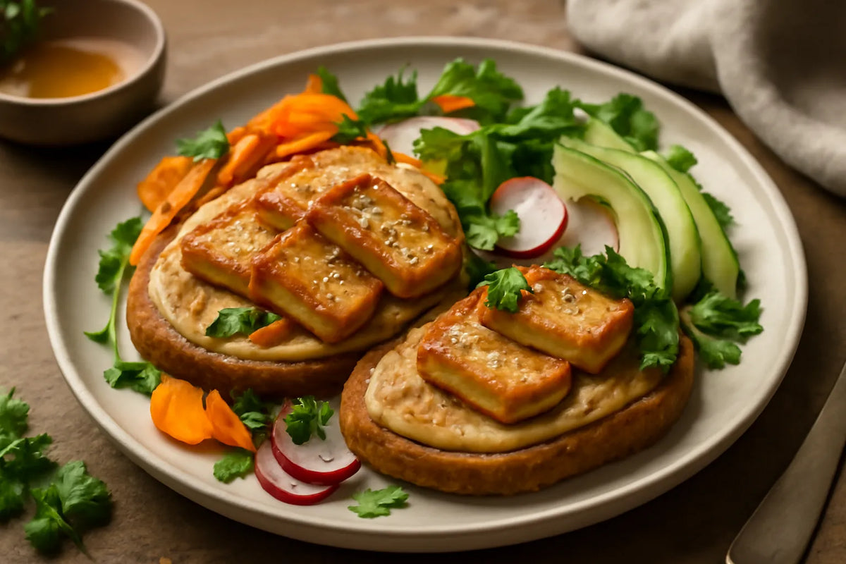 Tost z fermentowaną miso, tahini i tofu