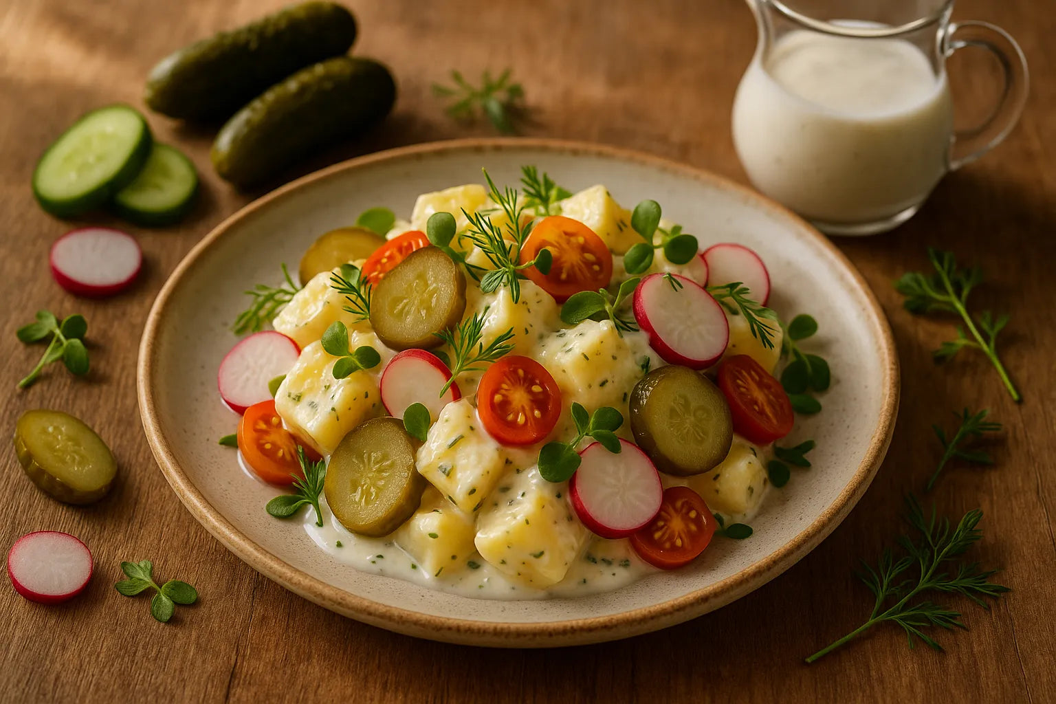 Fermented Pickle Potato Salad with Kefir Dressing