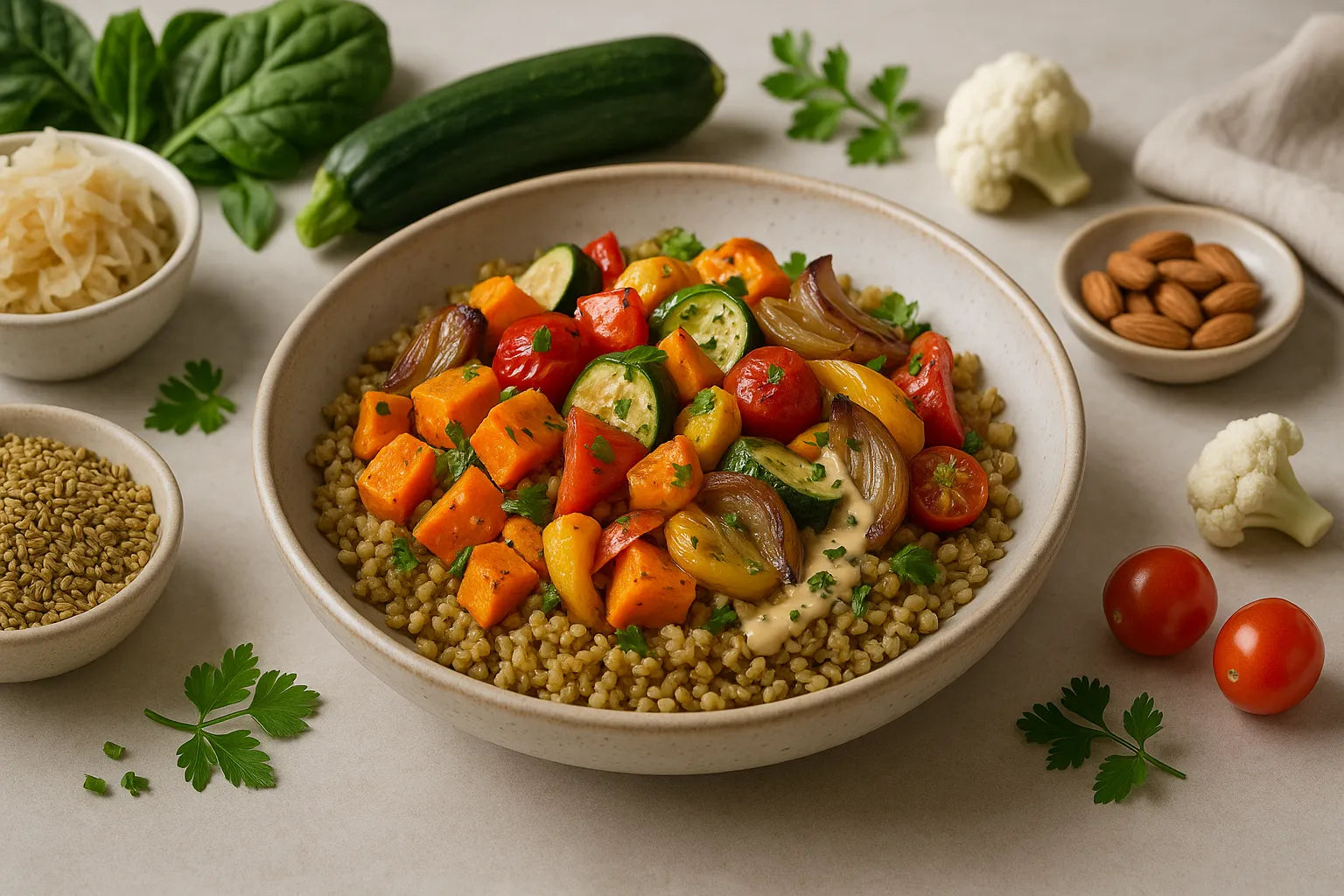 Freekeh Bowl with Roasted Vegetables