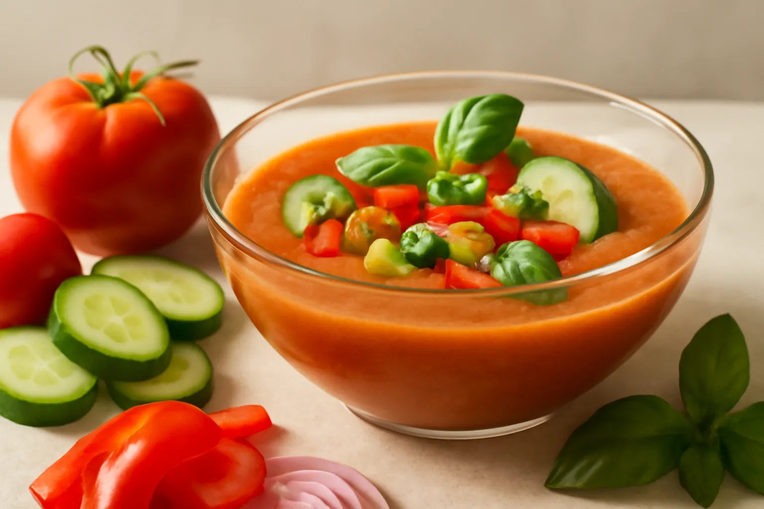 Gazpacho met komkommer en tomaat