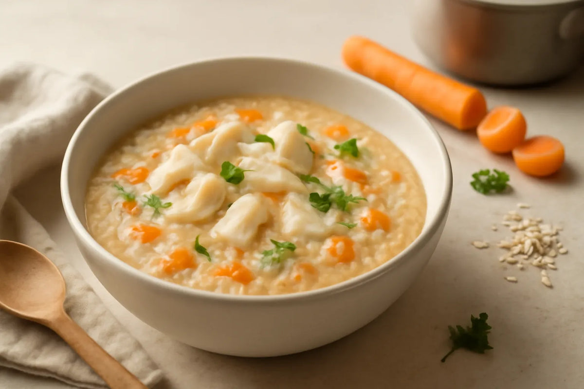 Porridge doux de cabillaud et de carottes pour une digestion légère