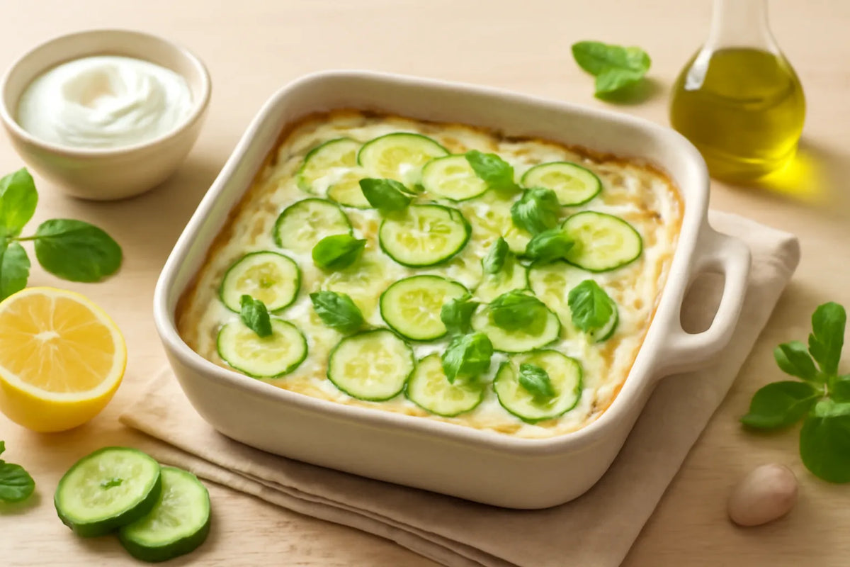 Tortino al forno di cetriolo, menta e yogurt per una digestione delicata
