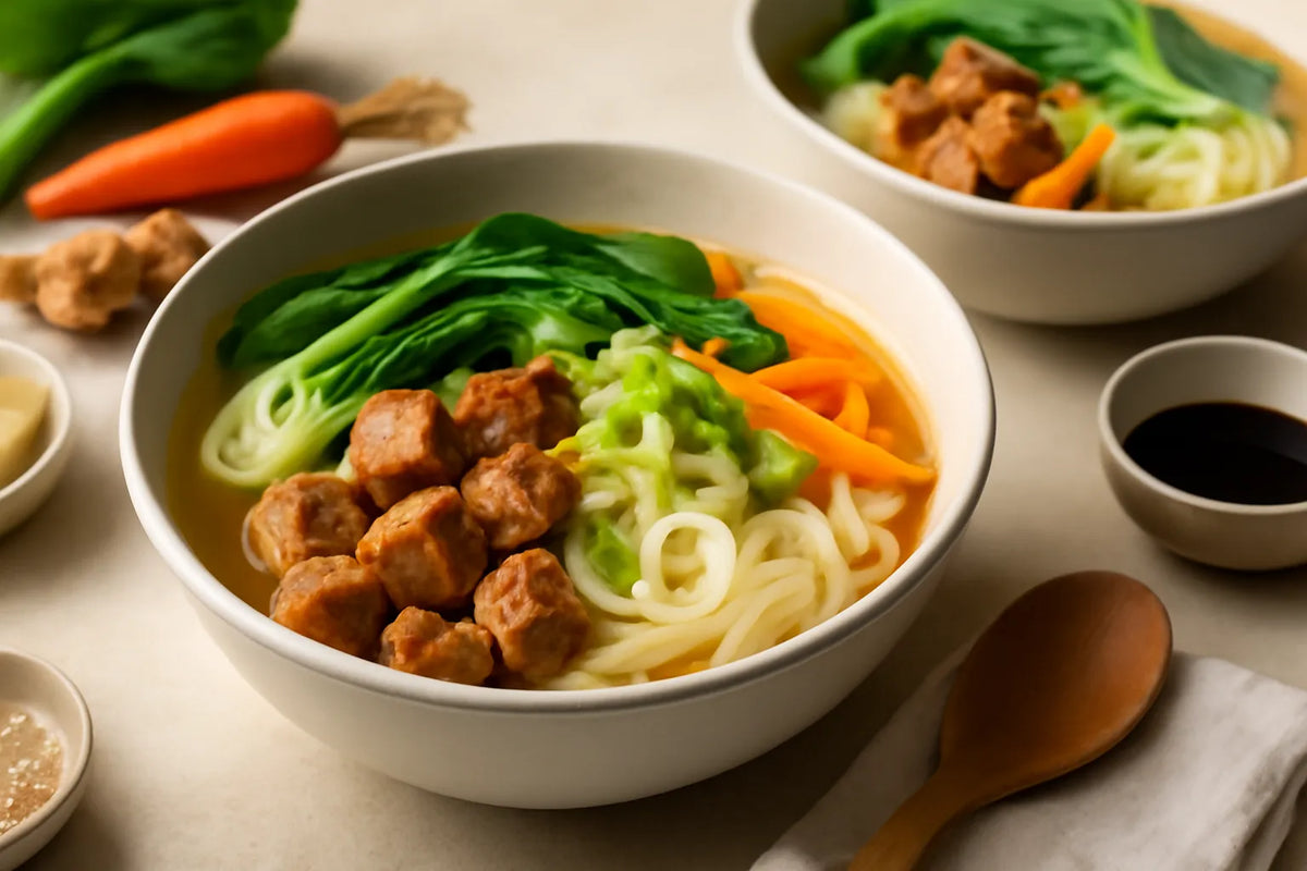 Gentle Digestion Rice Noodle Tempeh Bowl