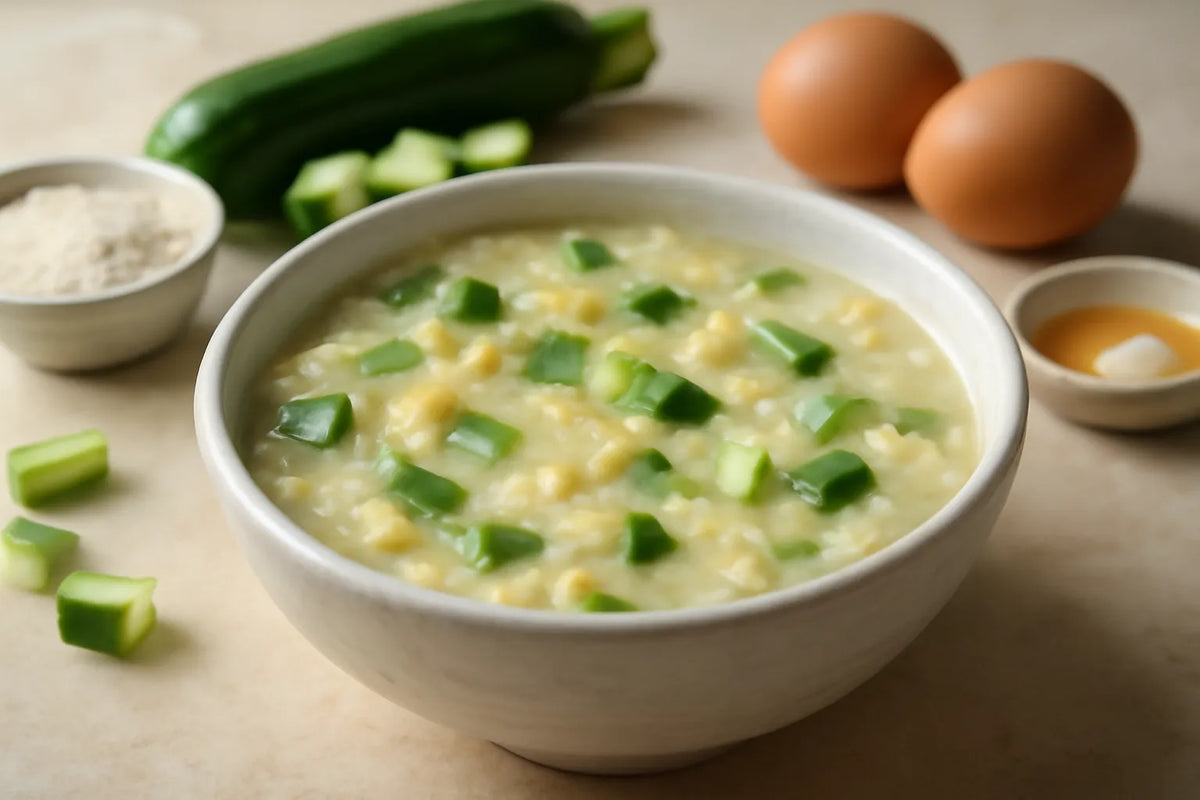 Bouillie de riz douce pour la digestion, aux courgettes et à l’œuf