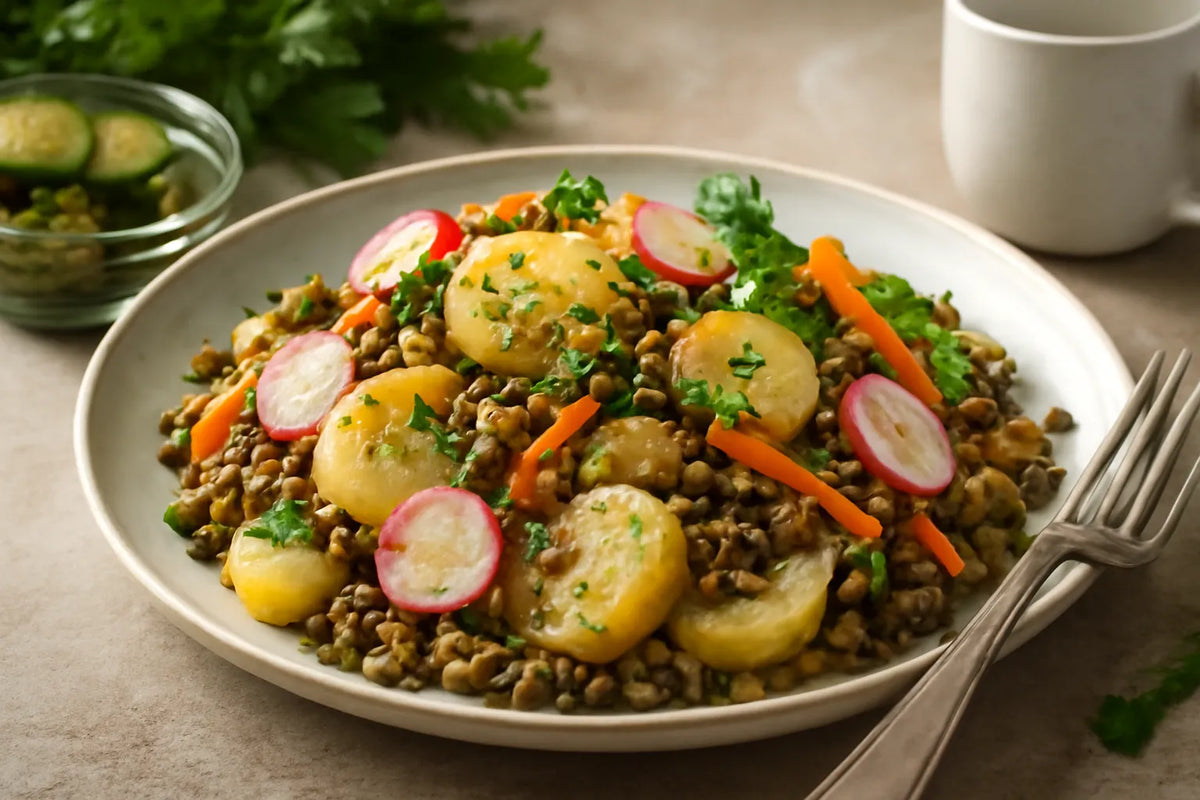 German potato salad with lentils