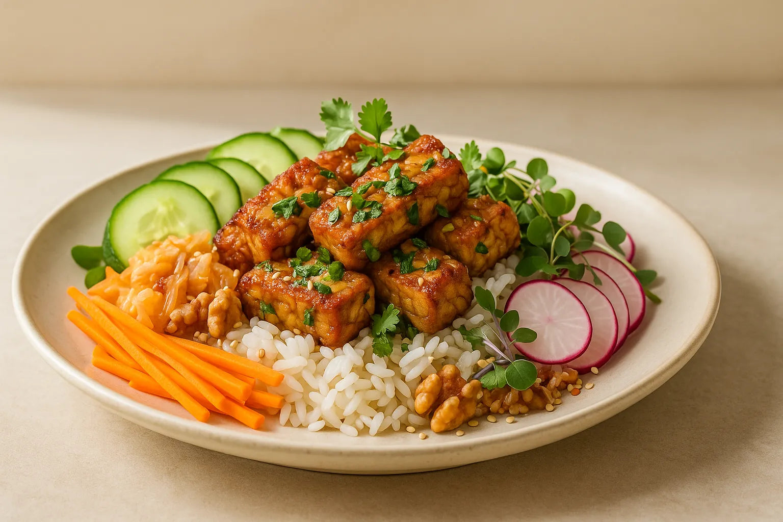 Ginger Garlic Tempeh Rice Bowl