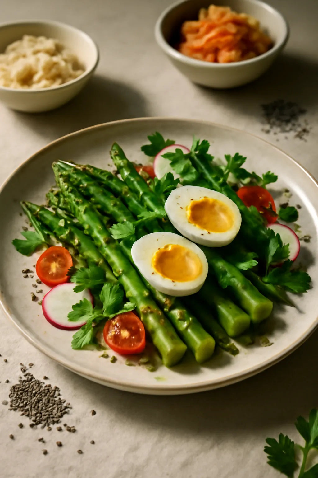 Groene aspergesalade met ei