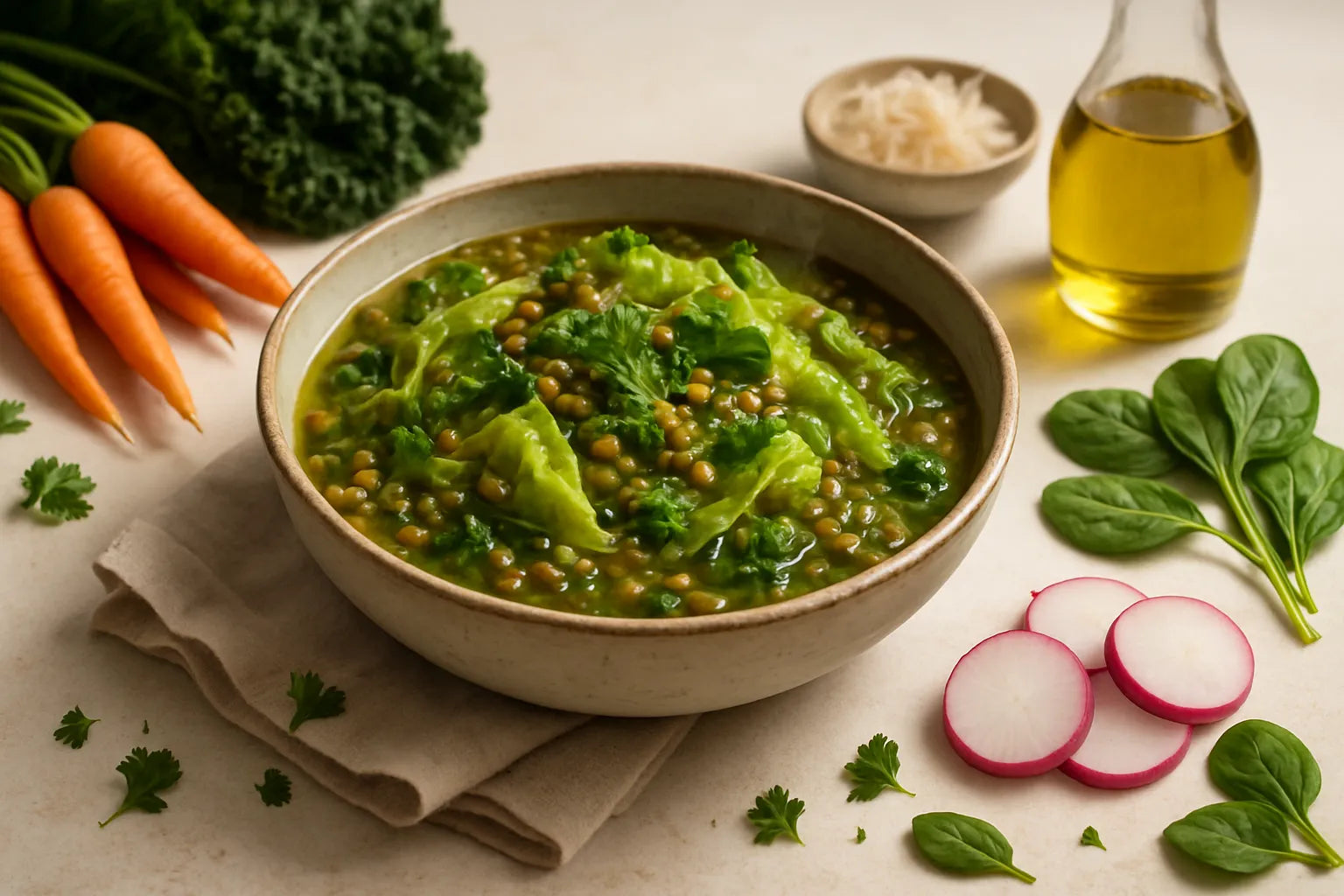 Green Lentil Cabbage Stew