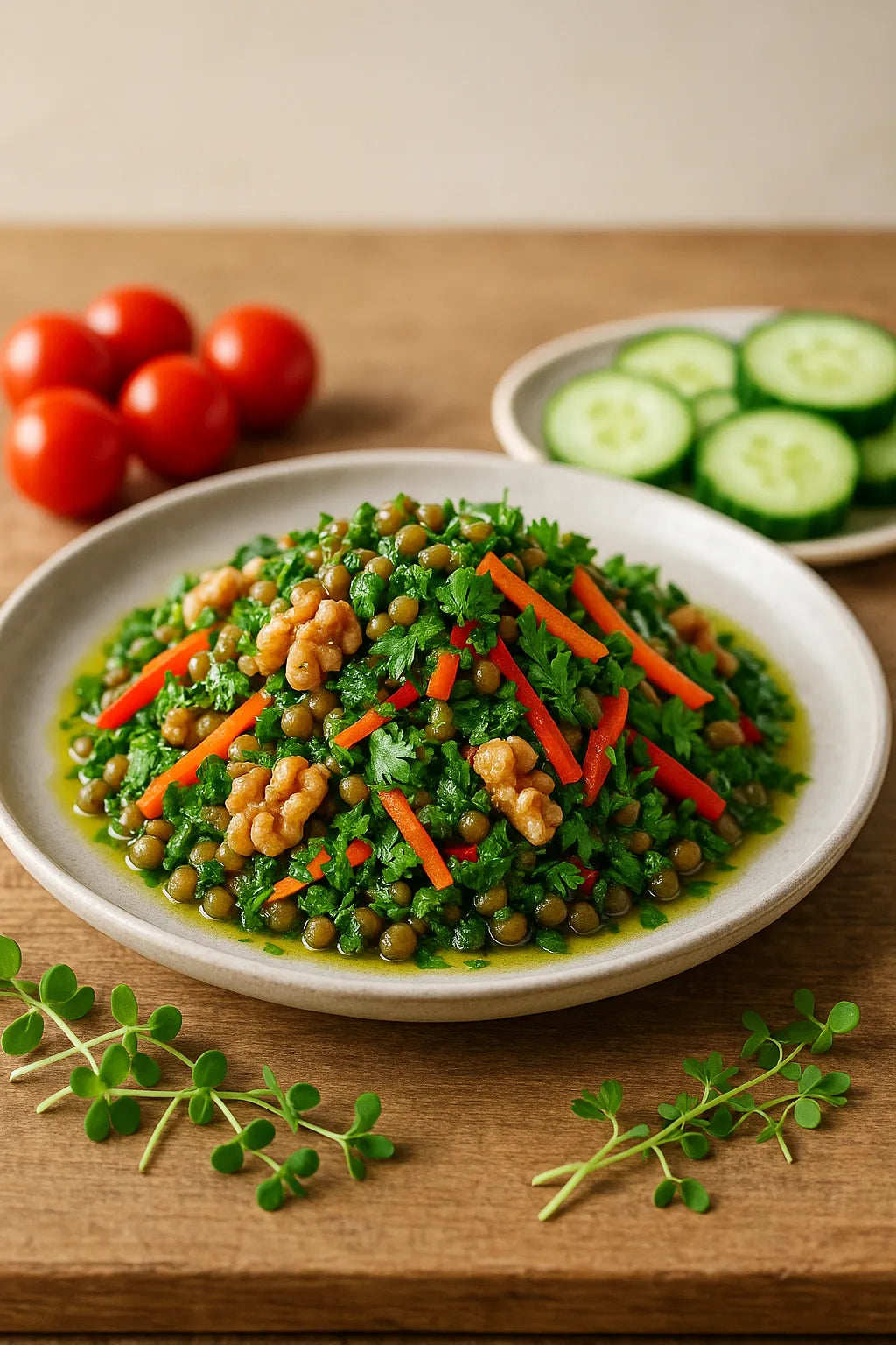 Green Lentil Walnut Salad
