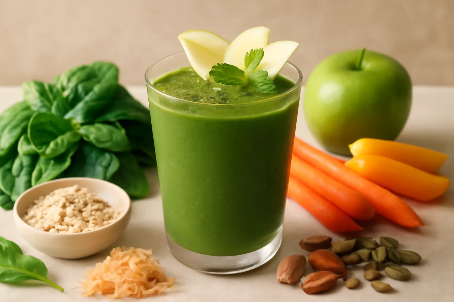 Green smoothie with spinach and apple