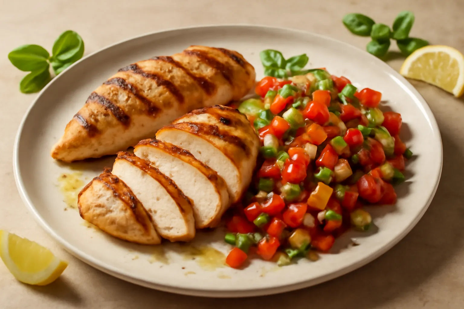 Poulet grillé avec salade de gazpacho