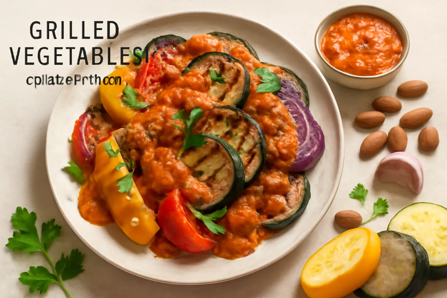 Gegrilde groenten met romesco saus