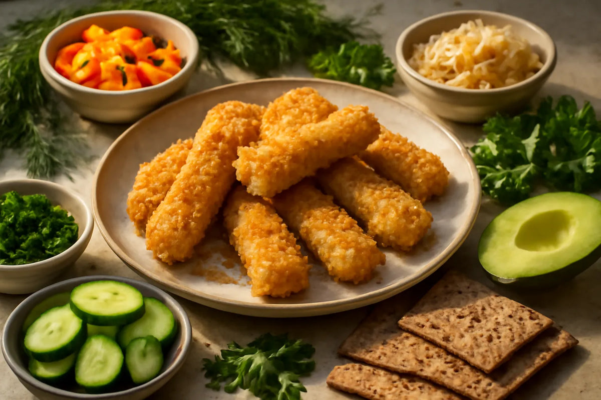 Healthy oven-baked fish fingers