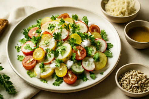 Healthy potato salad with yogurt dressing