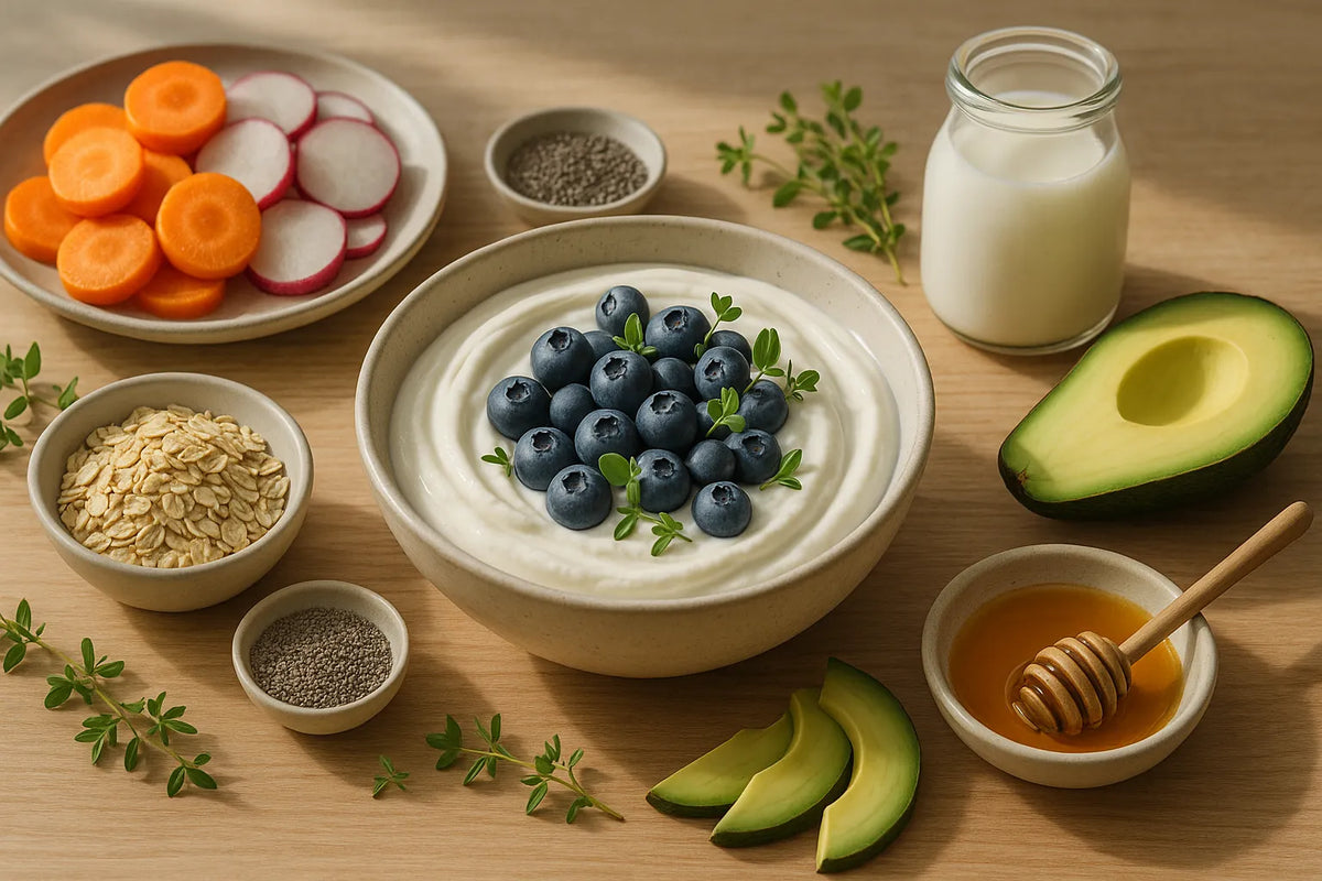 Healthy strained yogurt with blueberries