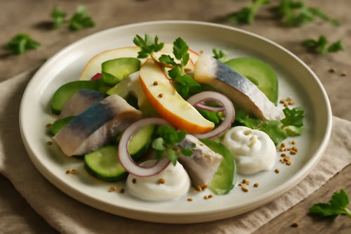 Herring salad with apple and yogurt