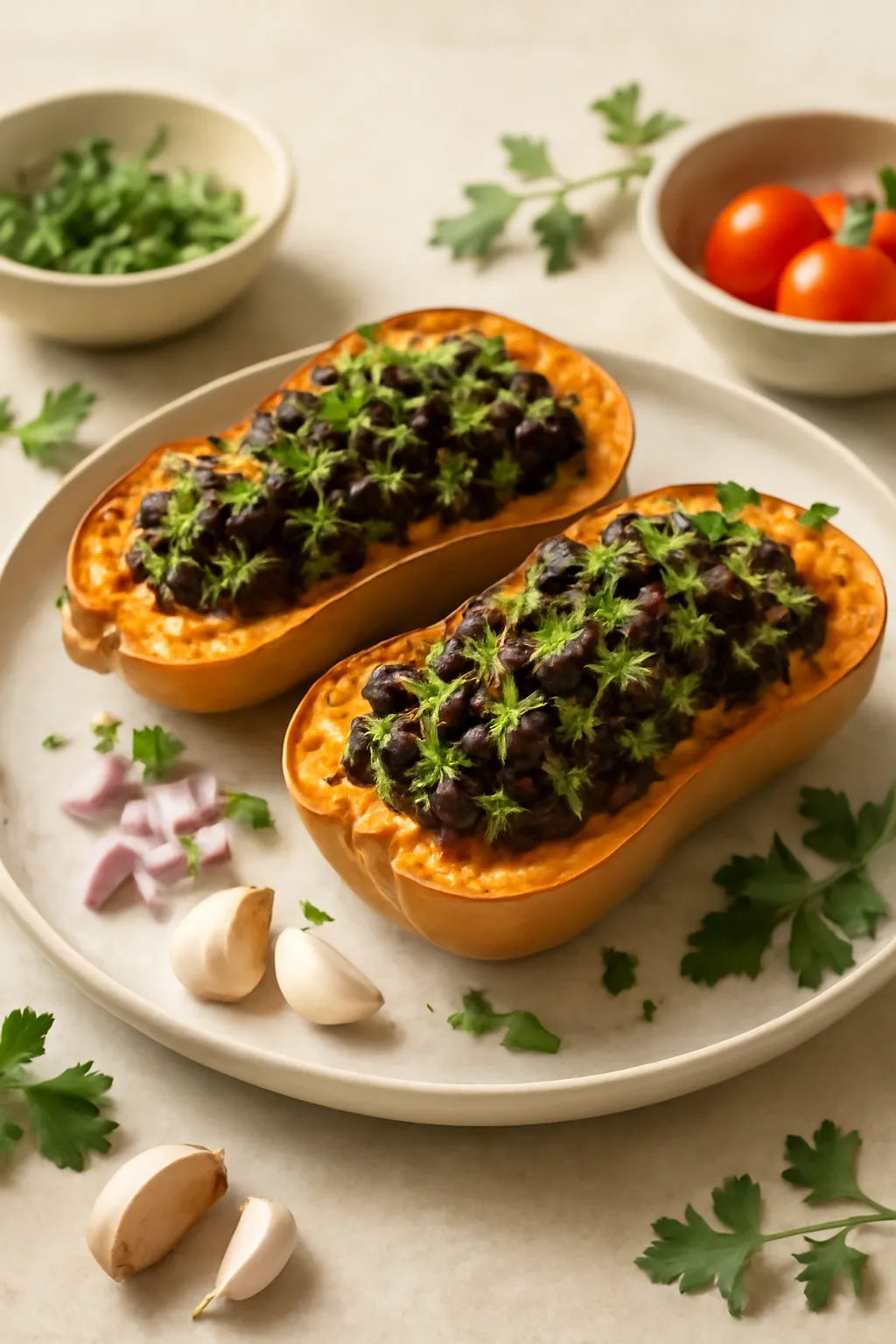 High-Fiber Black Bean Quinoa Stuffed Squash