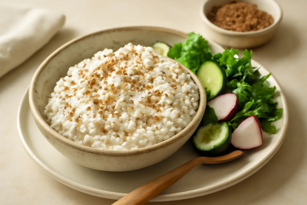 High-Protein High-Fiber Cottage Cheese Flax Lunch Salad