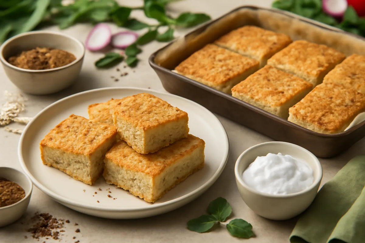 Gâteau au four riche en protéines et en fibres au cottage cheese et aux graines de lin