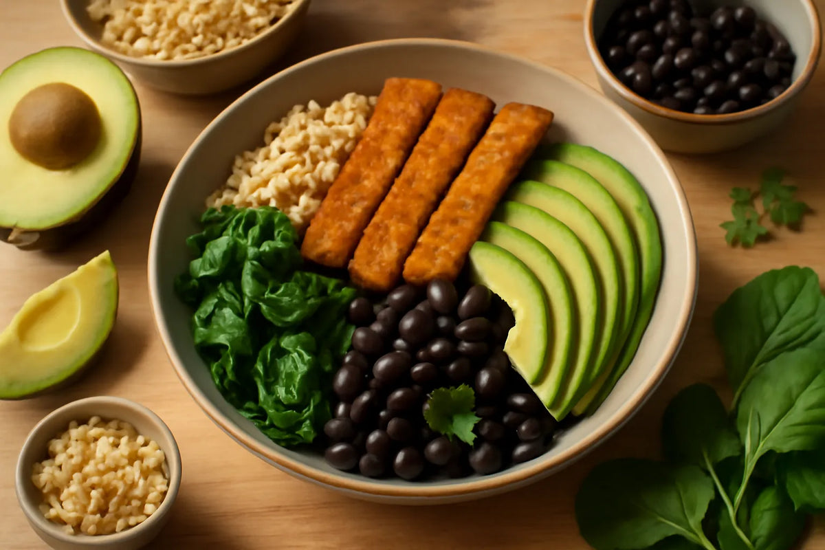 High-Protein High-Fiber Tempeh Black Bean Breakfast Bowl