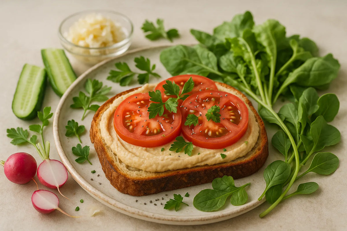 Hummus toast with tomato