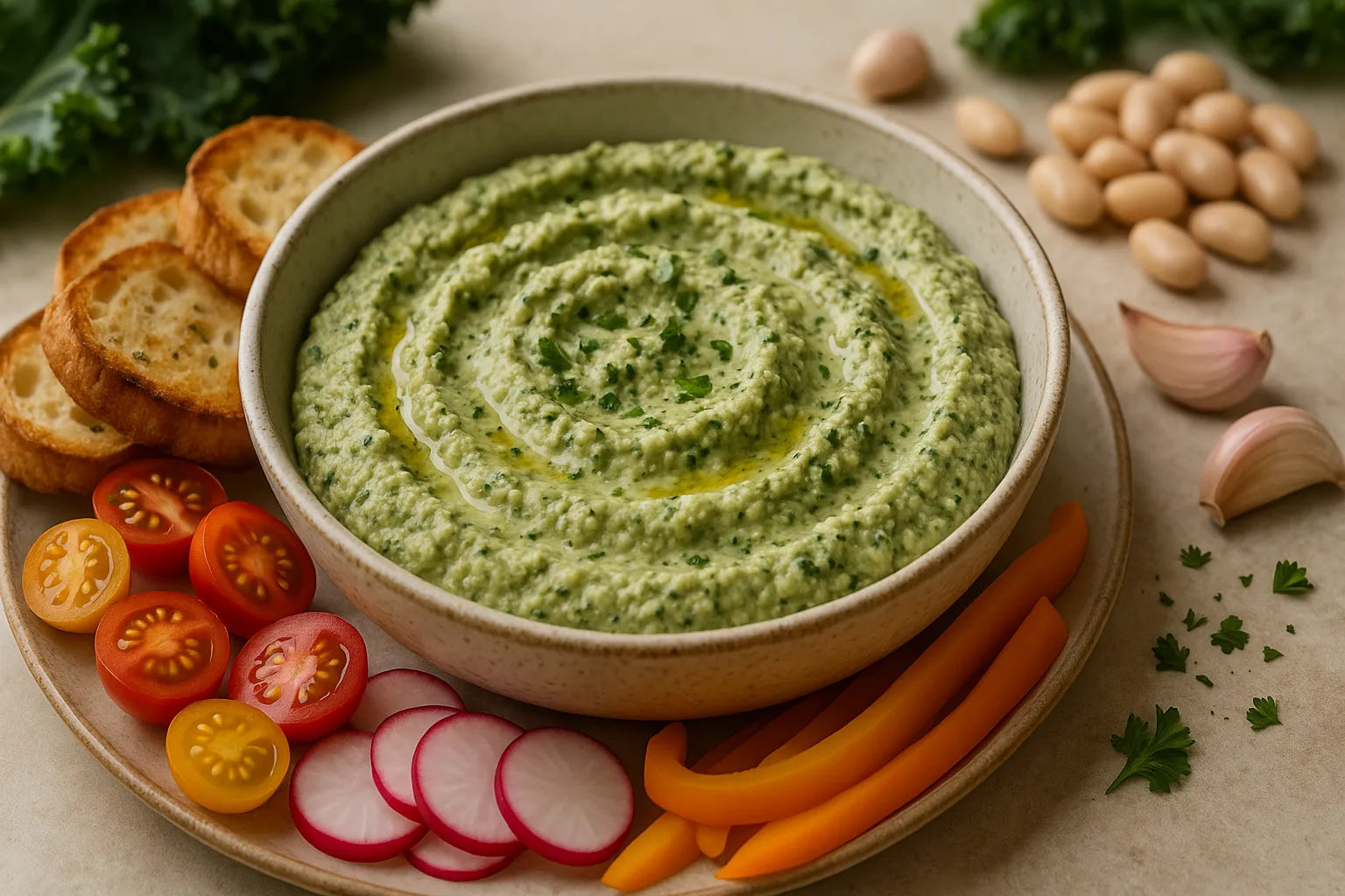 Kale Pesto White Bean Dip