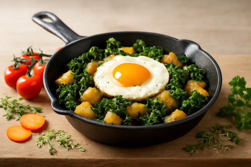 Kale potato skillet with egg