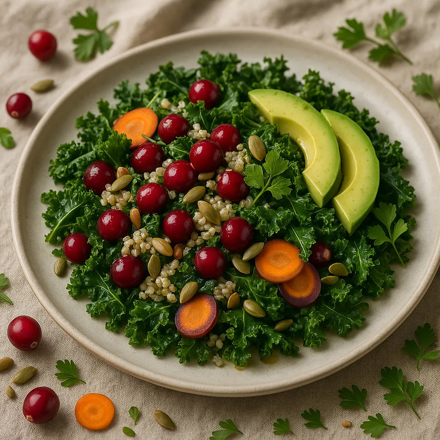 Kale Quinoa Cranberry Salad