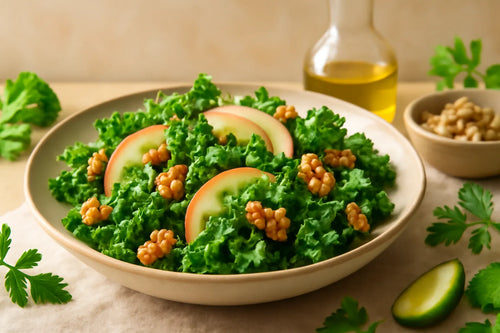 Kale salad with apple and walnuts