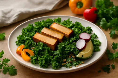 Kale with smoked tofu