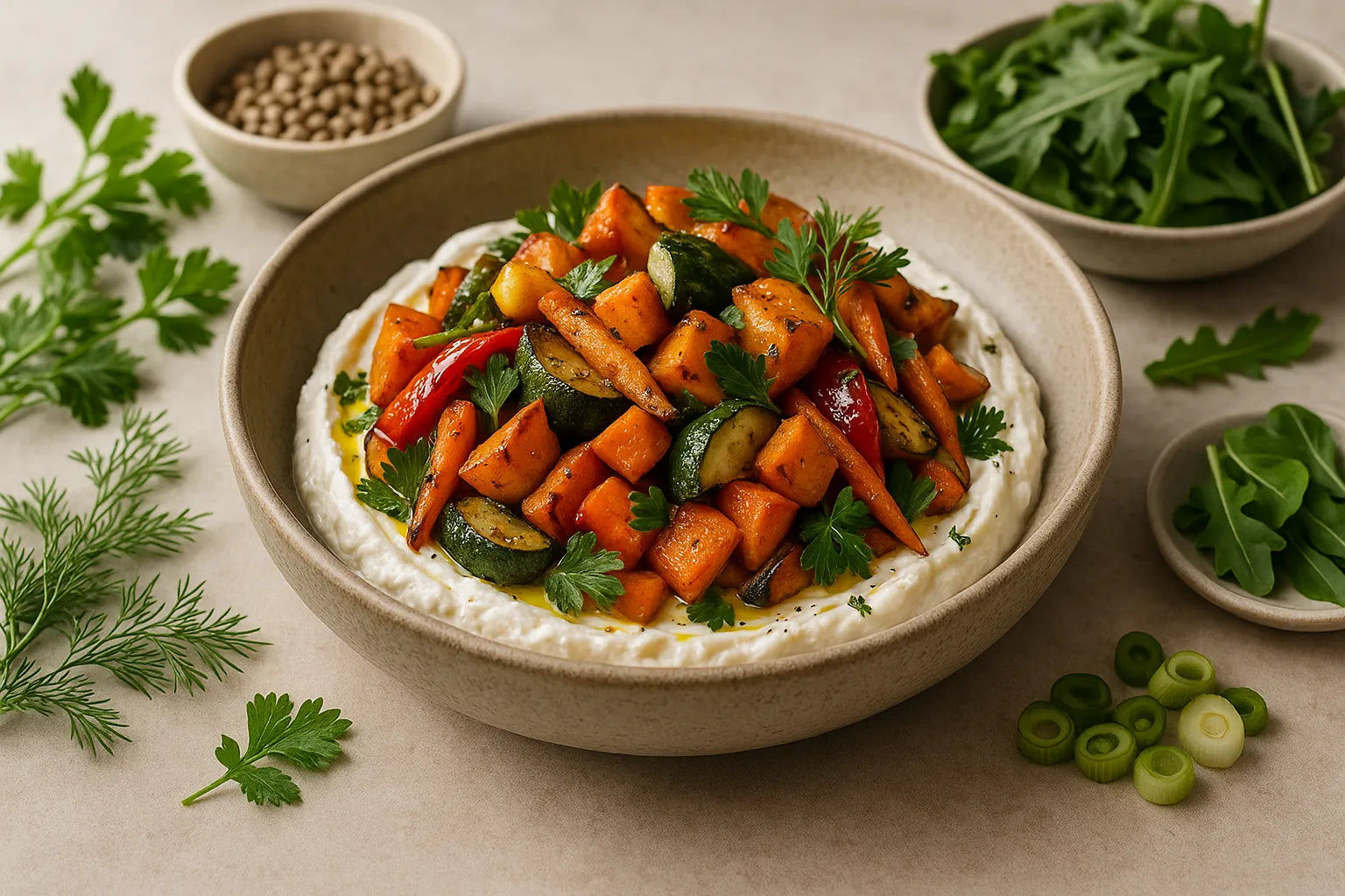 Kefir Labneh with Roasted Vegetables