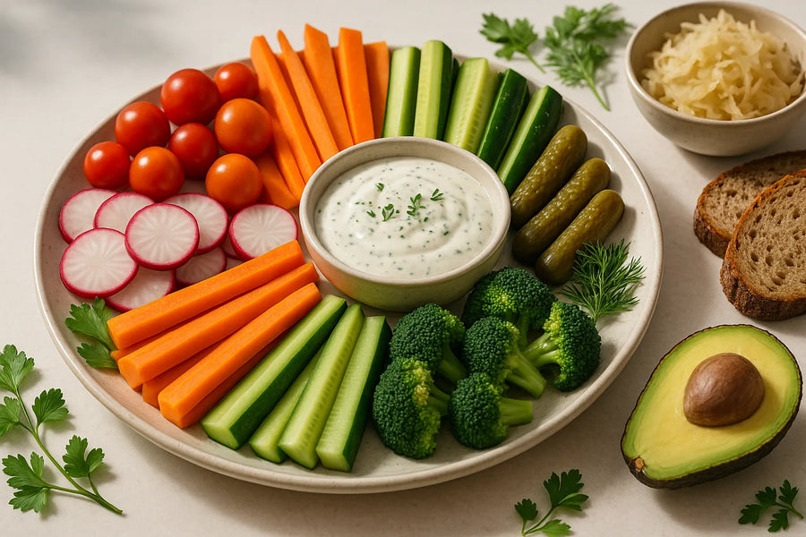 Kefir Ranch Vegetable Dip Plate