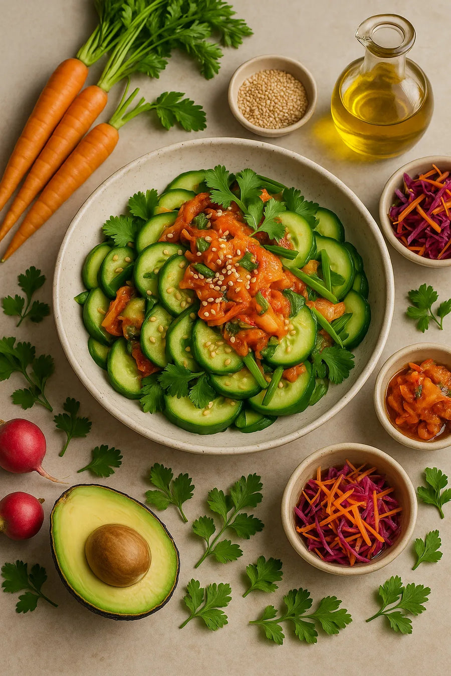 Kimchi Cucumber Salad with Sesame