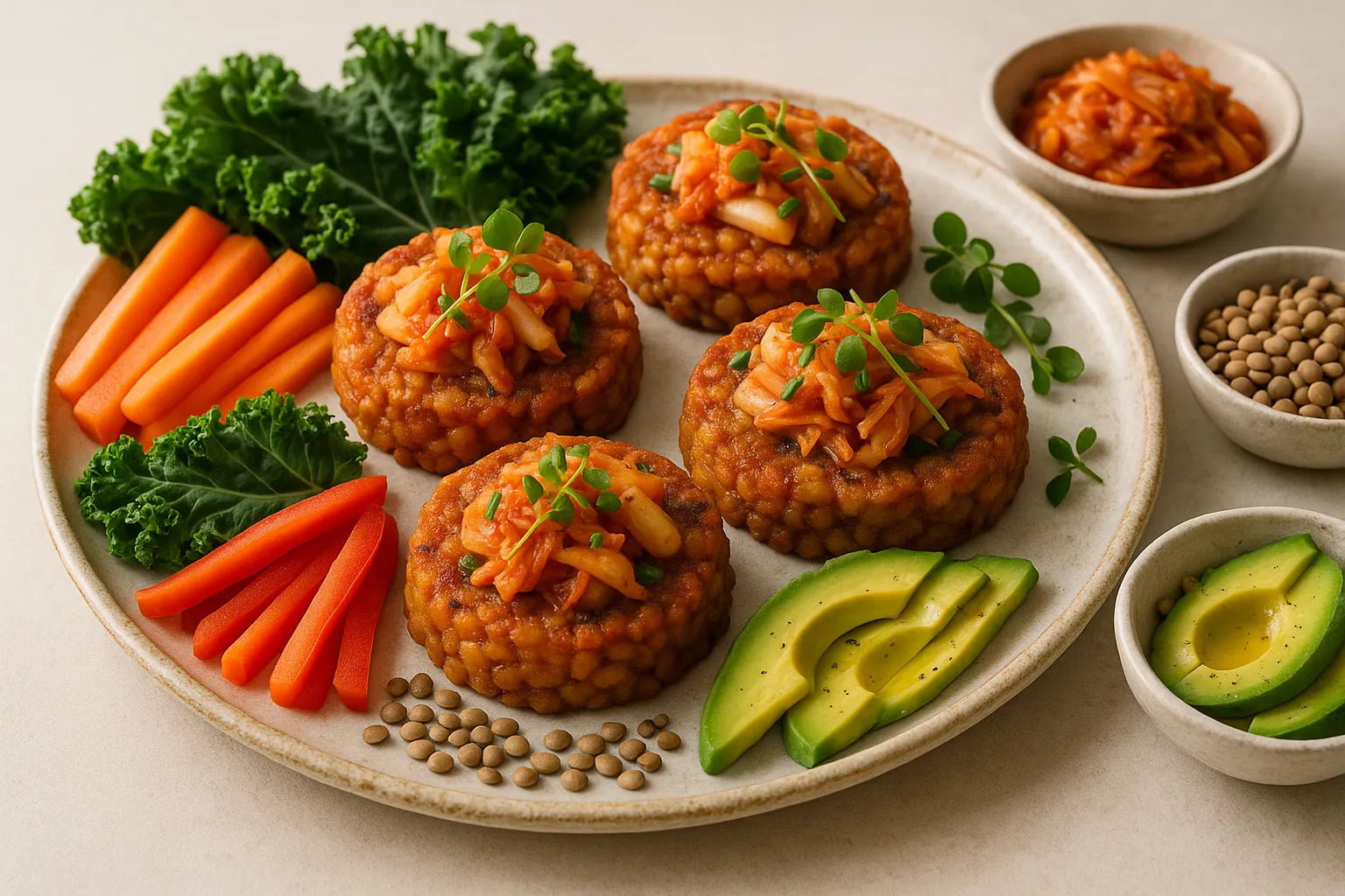 Kimchi Lentil Rice Cakes